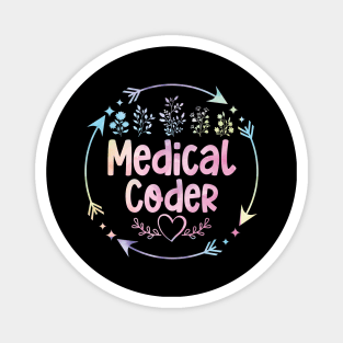 Medical Coder cute floral watercolor Magnet